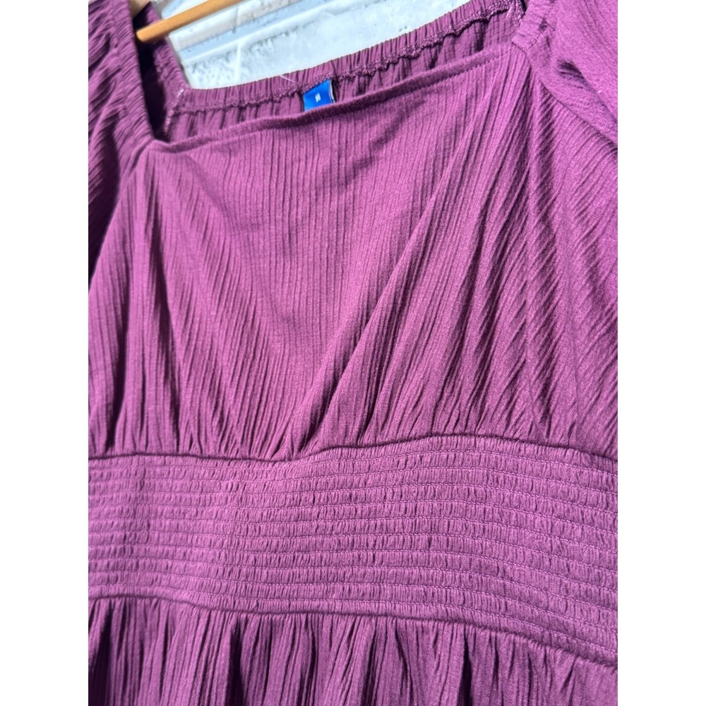 Old Navy Plum Purple Smocked Waist Textured Gauze‎ Fit and Flare Mini Dress  M - Picture 3 of 7